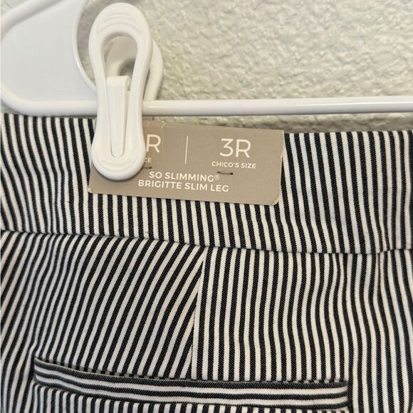 NWT Chicos So Slimming Brigitte Mini-Stripe Slim Ankle Pants - Picture 4 of 4